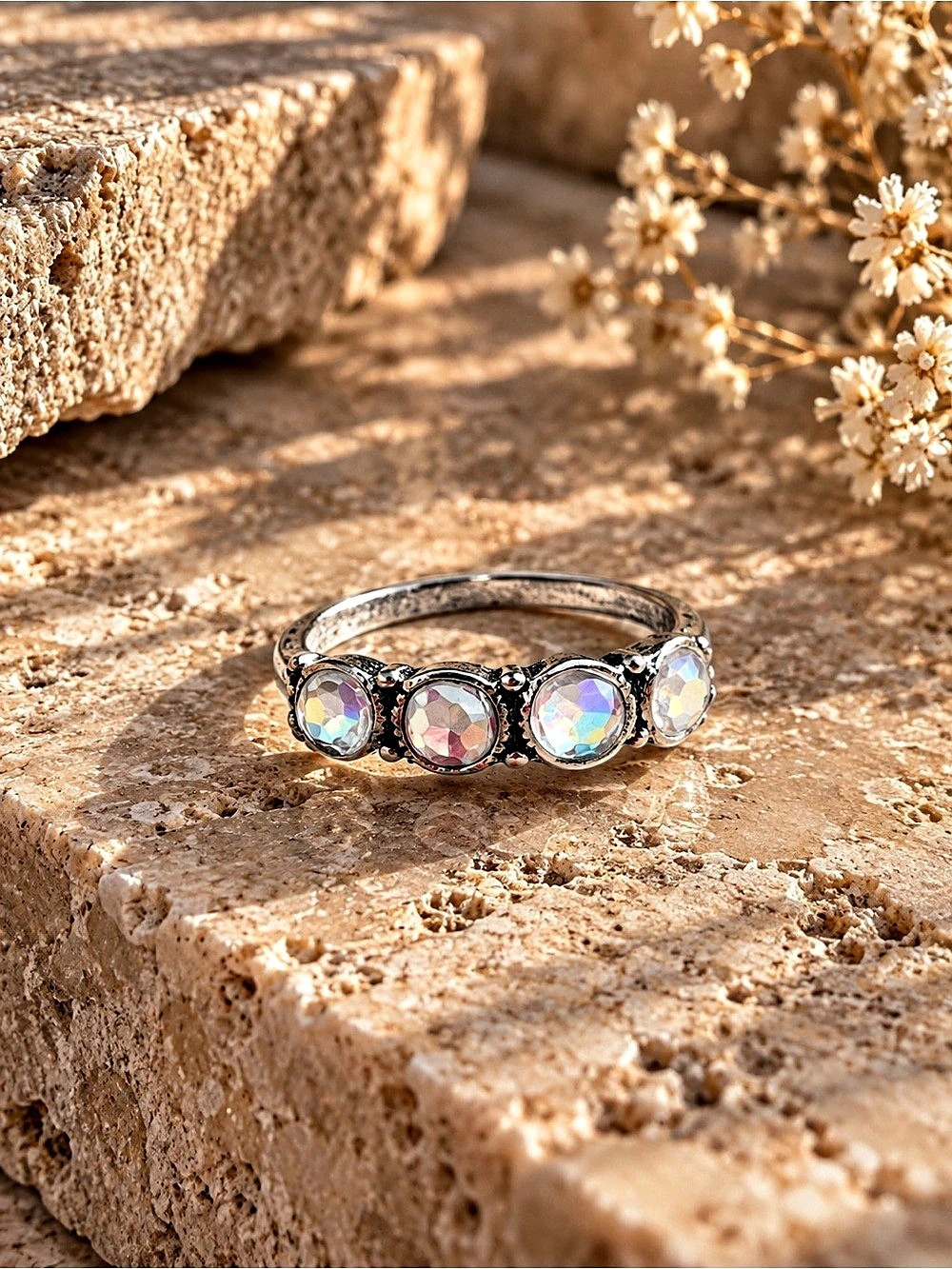 Multicolor Gemstone Cluster Ring